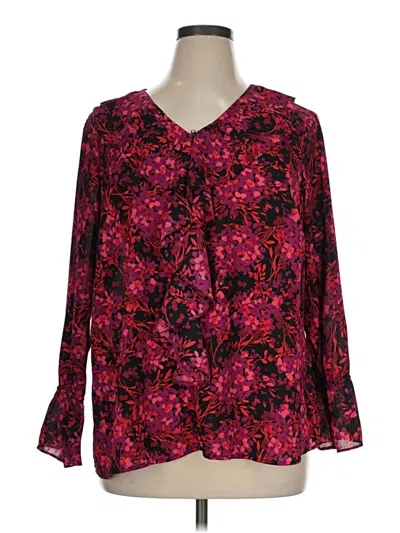Pre-owned Roz & Ali 3/4 Sleeve Blouse In Red