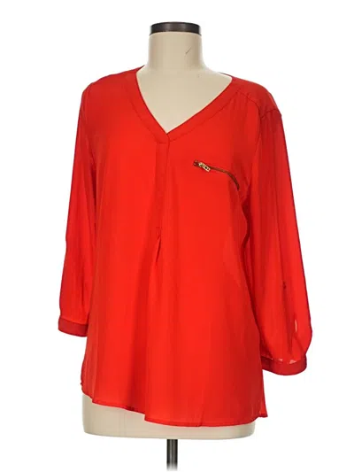 Pre-owned Roz & Ali 3/4 Sleeve Blouse In Red
