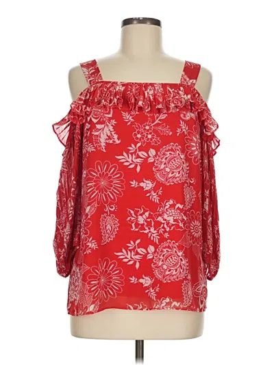 Pre-owned Roz & Ali 3/4 Sleeve Blouse In Red