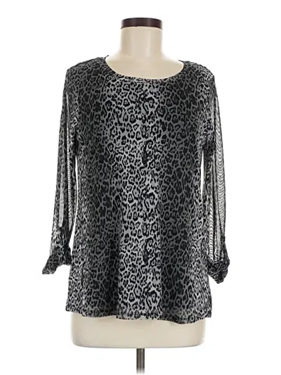 Pre-owned Roz & Ali 3/4 Sleeve Blouse In Silver