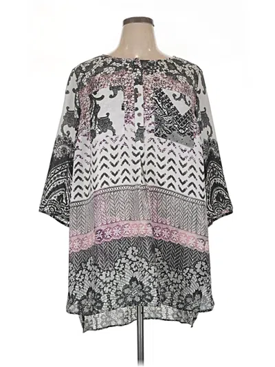 Pre-owned Roz & Ali 3/4 Sleeve Blouse In Silver