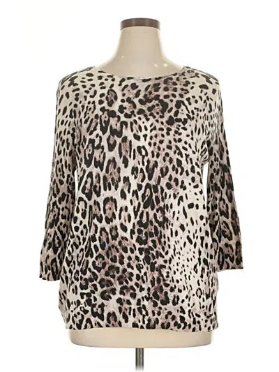 Pre-owned Roz & Ali 3/4 Sleeve Blouse In Tan