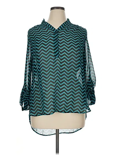 Pre-owned Roz & Ali 3/4 Sleeve Blouse In Teal