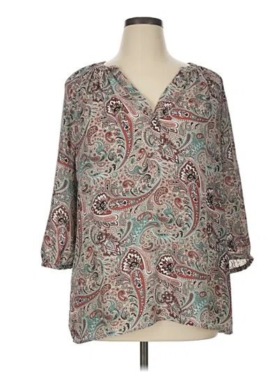 Pre-owned Roz & Ali 3/4 Sleeve Blouse In Teal