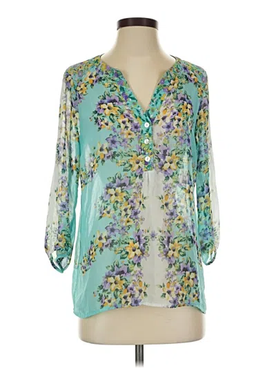 Pre-owned Roz & Ali 3/4 Sleeve Blouse In Teal