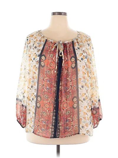 Pre-owned Roz & Ali 3/4 Sleeve Blouse In White