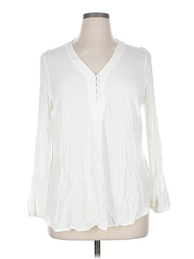 Pre-owned Roz & Ali 3/4 Sleeve Blouse In White