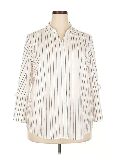 Pre-owned Roz & Ali 3/4 Sleeve Blouse In White