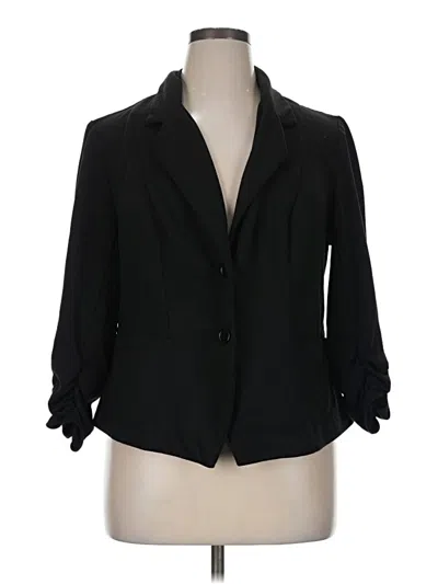 Pre-owned Roz & Ali 3/4 Sleeve Button Down Shirt In Black