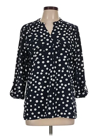 Pre-owned Roz & Ali 3/4 Sleeve Button Down Shirt In Black