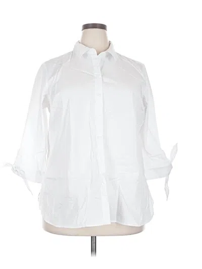 Pre-owned Roz & Ali 3/4 Sleeve Button Down Shirt In White