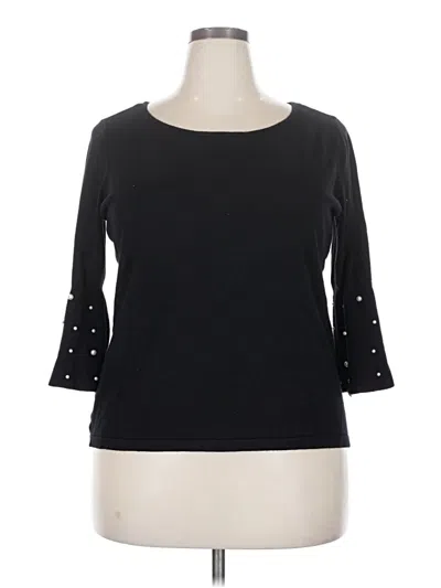 Pre-owned Roz & Ali 3/4 Sleeve Top Black Boatneck Tops