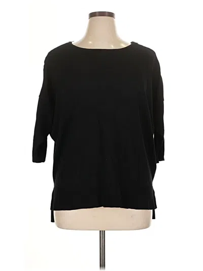 Pre-owned Roz & Ali 3/4 Sleeve Top Black Boatneck Tops