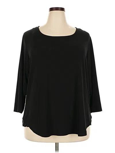 Pre-owned Roz & Ali 3/4 Sleeve Top Black Boatneck Tops