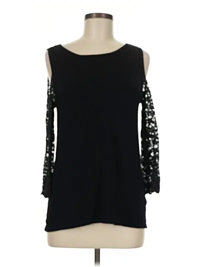 Pre-owned Roz & Ali 3/4 Sleeve Top Black Cold Shoulder Neckline Tops