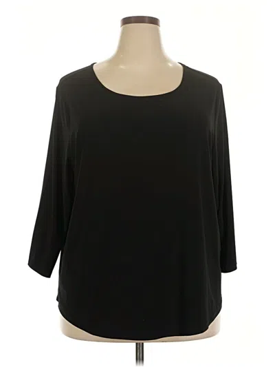 Pre-owned Roz & Ali 3/4 Sleeve Top Black Scoop Neck Tops