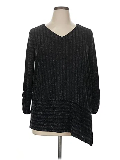 Pre-owned Roz & Ali 3/4 Sleeve Top Black V Neck Tops
