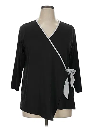 Pre-owned Roz & Ali 3/4 Sleeve Top Black V-neck Tops