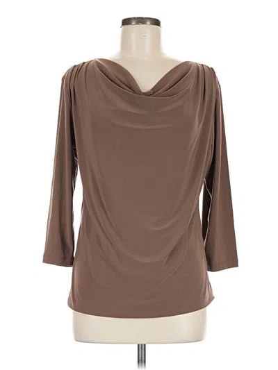 Pre-owned Roz & Ali 3/4 Sleeve Top Brown Cowl Neck Tops