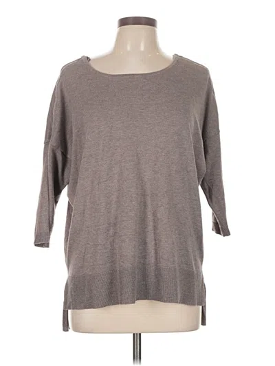 Pre-owned Roz & Ali 3/4 Sleeve Top Gray Boatneck Tops