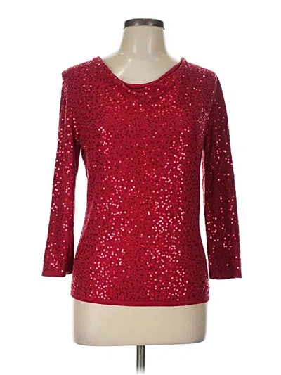 Pre-owned Roz & Ali 3/4 Sleeve Top Red Scoop Neck Tops