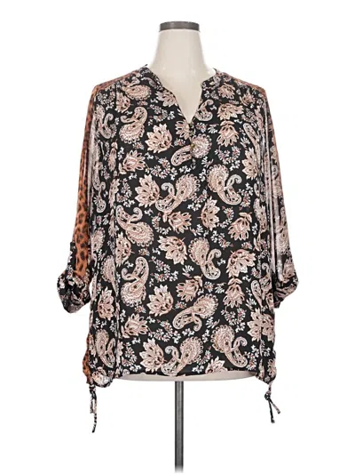 Pre-owned Roz & Ali 3/4 Sleeve T-shirt In Brown