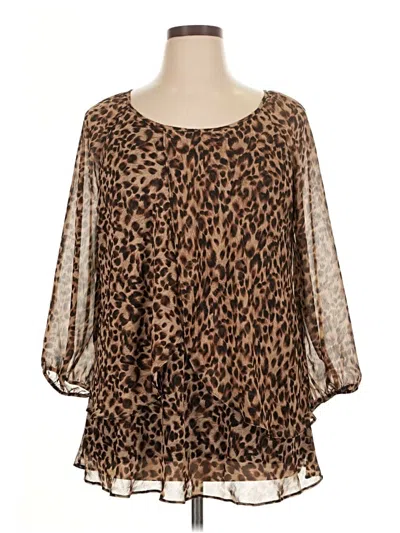 Pre-owned Roz & Ali 3/4 Sleeve T-shirt In Brown