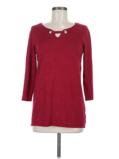 Pre-owned Roz & Ali 3/4 Sleeve T-shirt In Burgundy