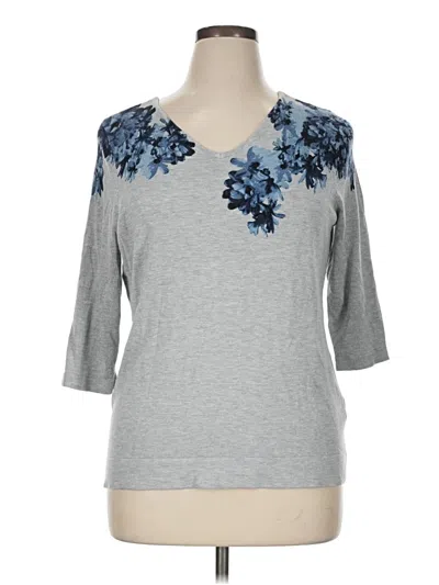 Pre-owned Roz & Ali 3/4 Sleeve T-shirt In Gray