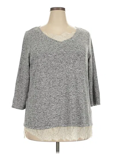 Pre-owned Roz & Ali 3/4 Sleeve T-shirt In Gray