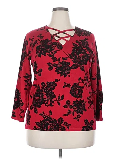 Pre-owned Roz & Ali 3/4 Sleeve T-shirt In Red