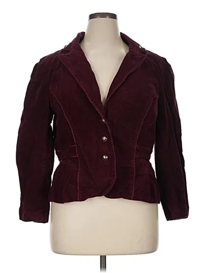 Pre-owned Roz & Ali Blazer Jacket In Burgundy