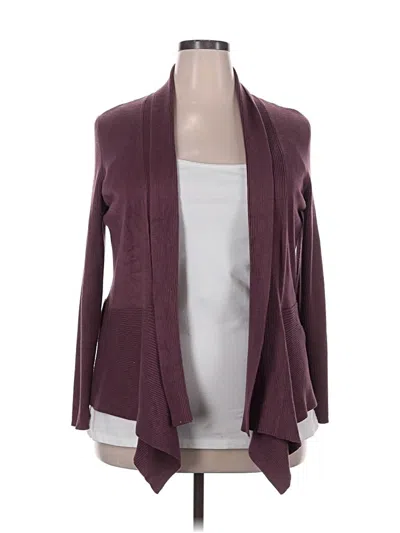 Pre-owned Roz & Ali Cardigan Sweater In Burgundy