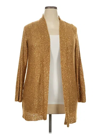 Pre-owned Roz & Ali Cardigan Sweater In Gold