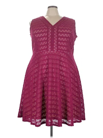 Pre-owned Roz & Ali Casual Dress In Burgundy