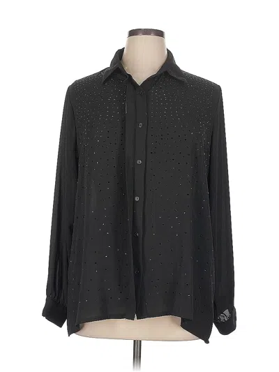 Pre-owned Roz & Ali Long Sleeve Blouse In Black