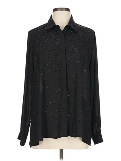 Pre-owned Roz & Ali Long Sleeve Blouse In Black