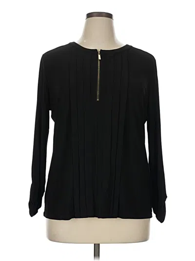 Pre-owned Roz & Ali Long Sleeve Blouse In Black