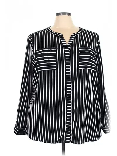 Pre-owned Roz & Ali Long Sleeve Blouse In Black