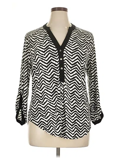 Pre-owned Roz & Ali Long Sleeve Blouse In Black