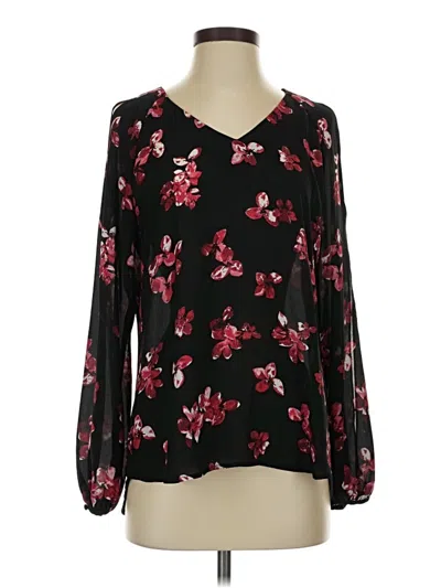 Pre-owned Roz & Ali Long Sleeve Blouse In Black