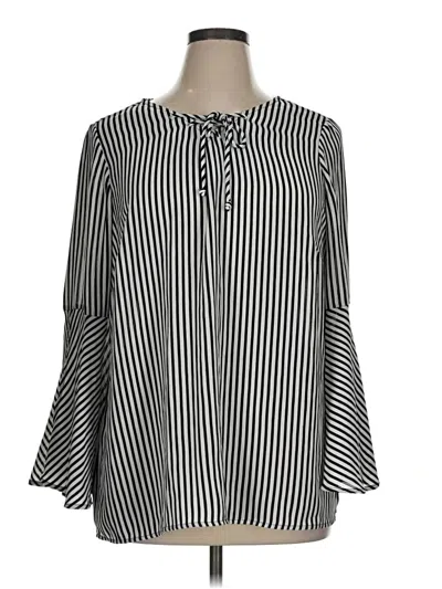 Pre-owned Roz & Ali Long Sleeve Blouse In Black