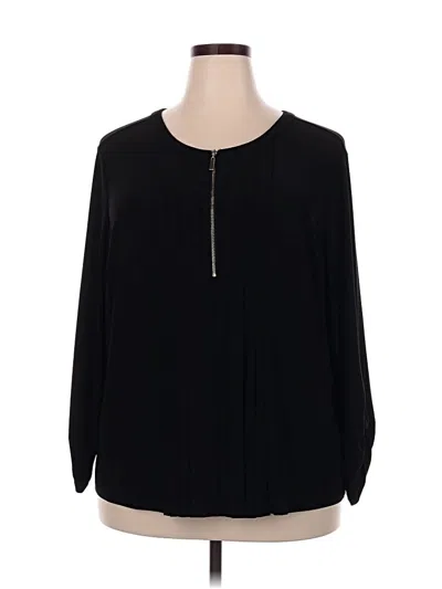 Pre-owned Roz & Ali Long Sleeve Blouse In Black