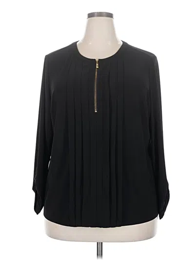 Pre-owned Roz & Ali Long Sleeve Blouse In Black