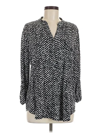 Pre-owned Roz & Ali Long Sleeve Blouse In Black