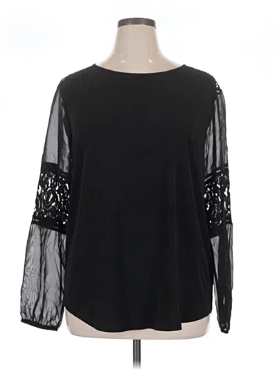 Pre-owned Roz & Ali Long Sleeve Blouse In Black