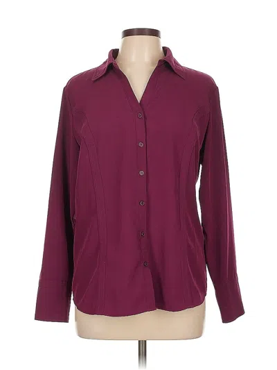 Pre-owned Roz & Ali Long Sleeve Blouse In Burgundy