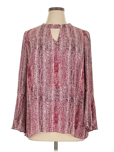 Pre-owned Roz & Ali Long Sleeve Blouse In Burgundy