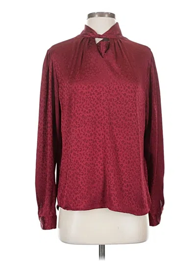 Pre-owned Roz & Ali Long Sleeve Blouse In Burgundy