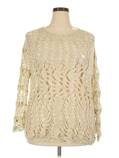 Pre-owned Roz & Ali Long Sleeve Blouse In Ivory